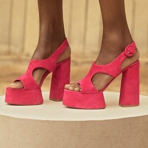 Christian Louboutin Bold Pink Platform Sandals